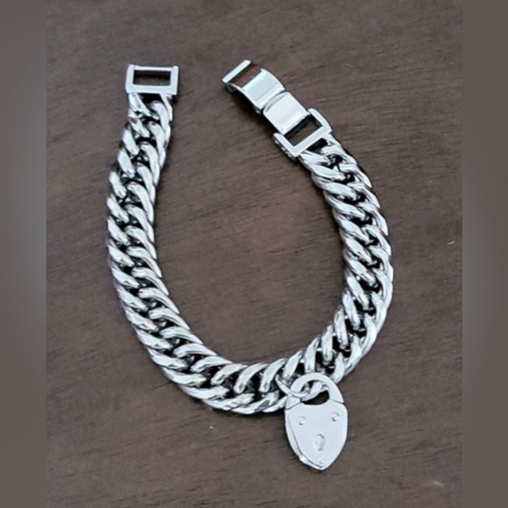 Stella & Dot Silver Heart Lock Bracelet